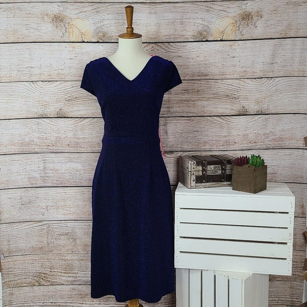NWT Betsey Johnson Shimmer Blue Sheath Dress 10